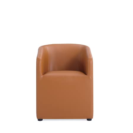 Manhattan Comfort Anna Round Faux Leather Dining Armchair in Saddle DC059AR-SA